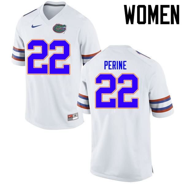 Women's NCAA Florida Gators Lamical Perine #22 Stitched Authentic Nike White College Football Jersey FNG7565UX